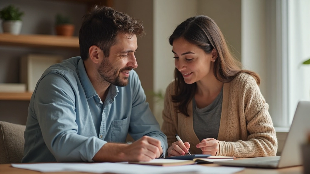 Семья обсуждает финансовые цели и сбережения